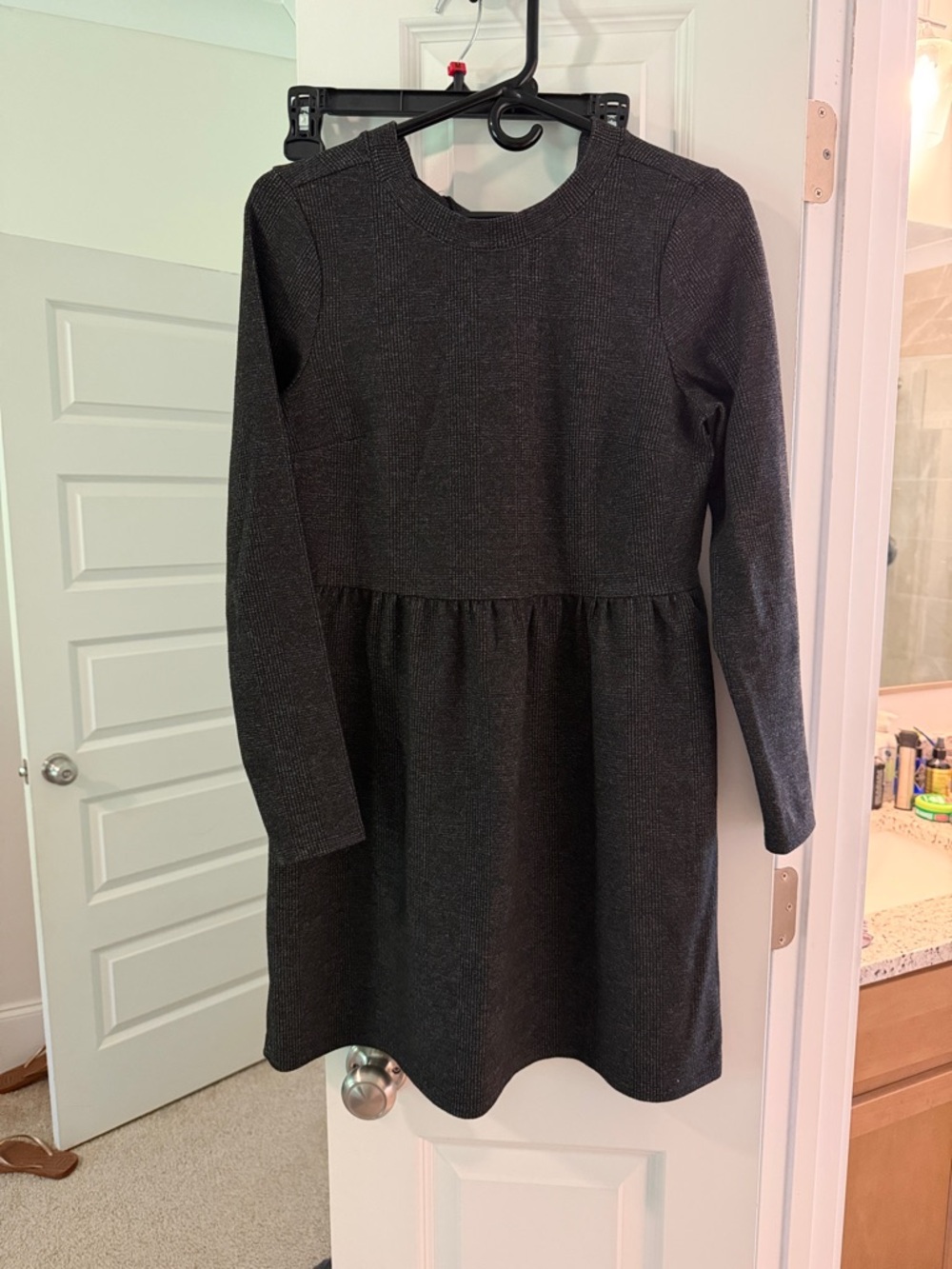 LOFT Charcoal Gray Long-Sleeve Knit Dress